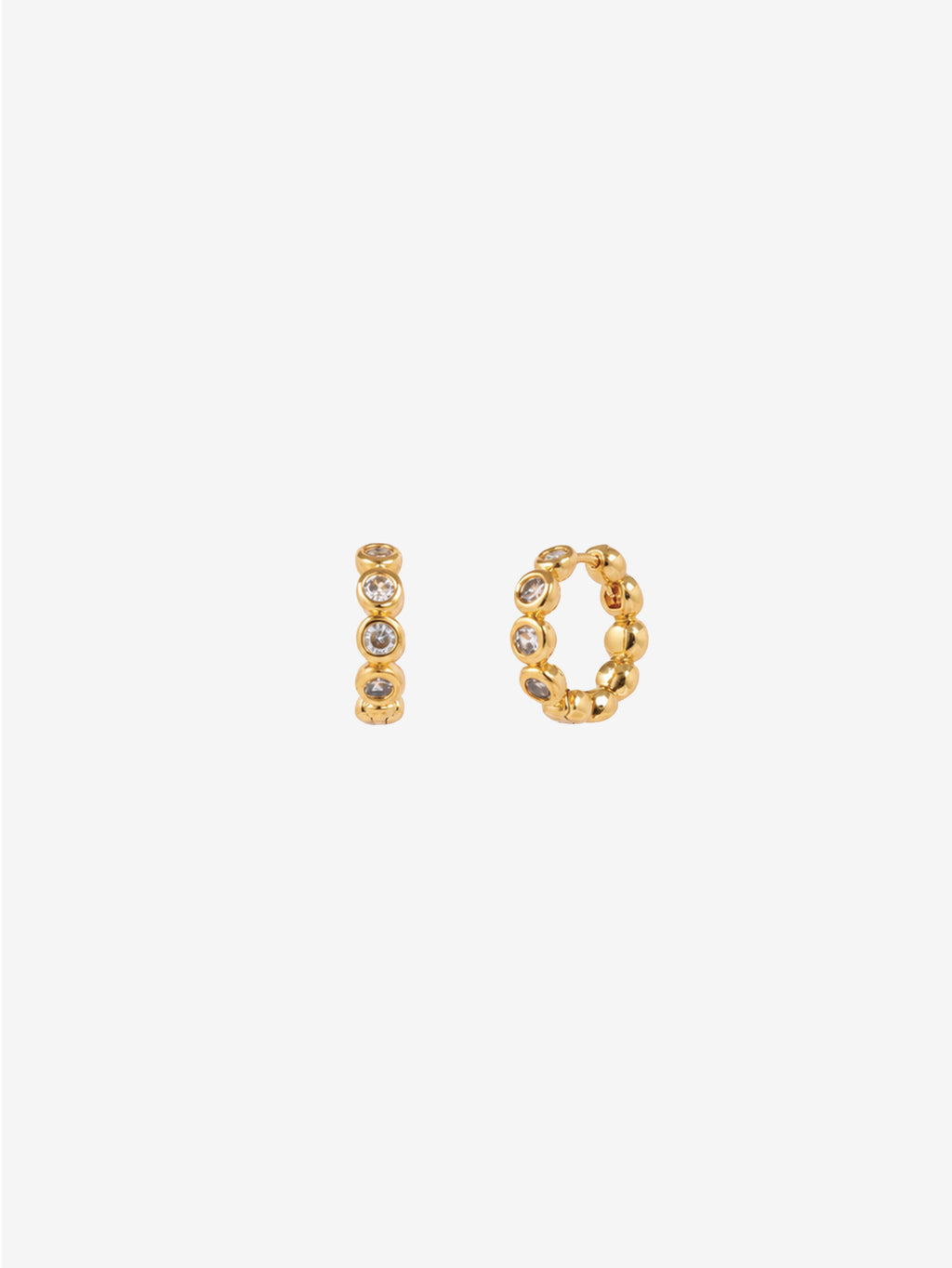 Solis 18K Gold Plated Bezel Huggie Earrings