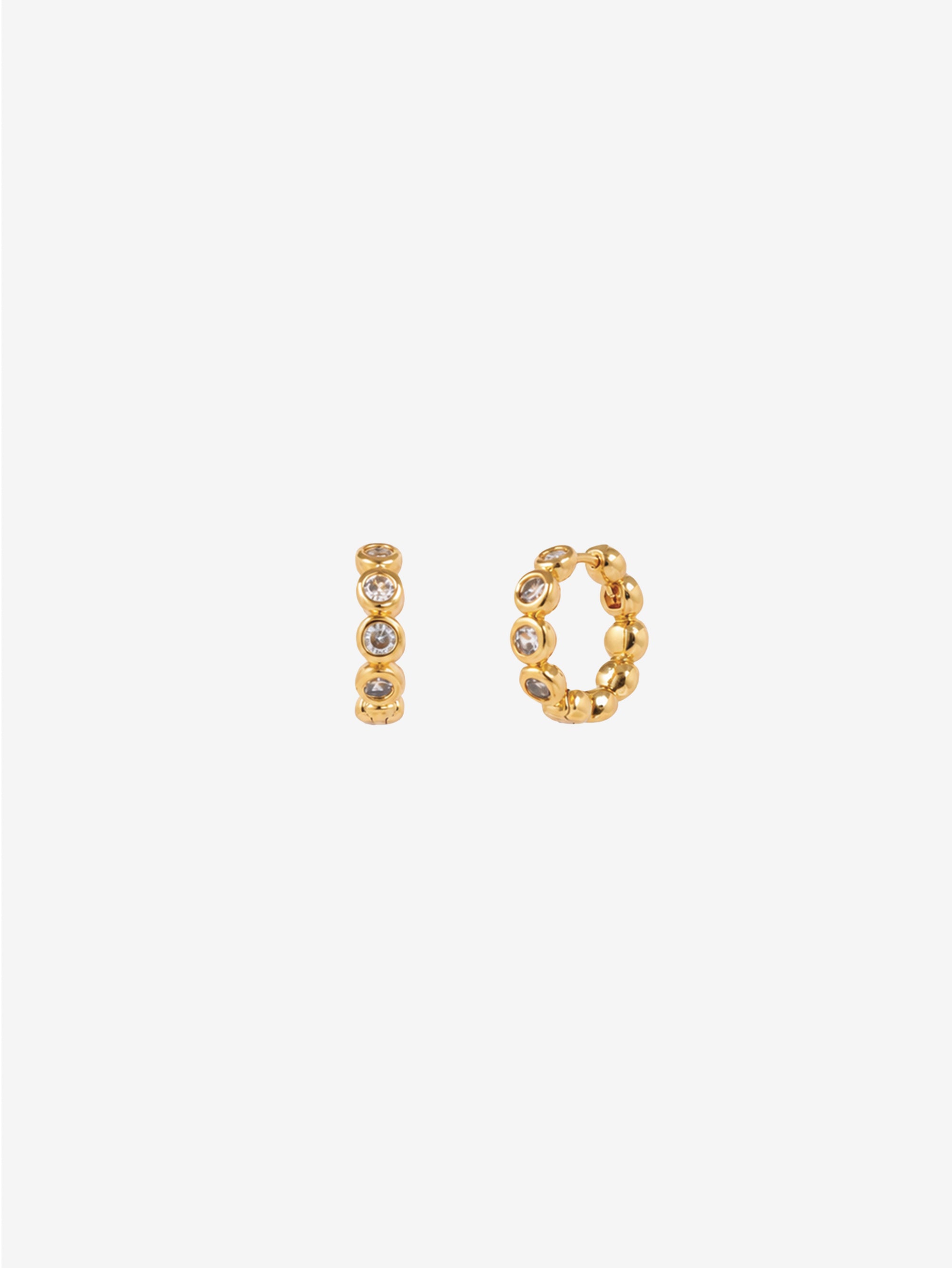 Solis 18K Gold Plated Bezel Huggie Earrings