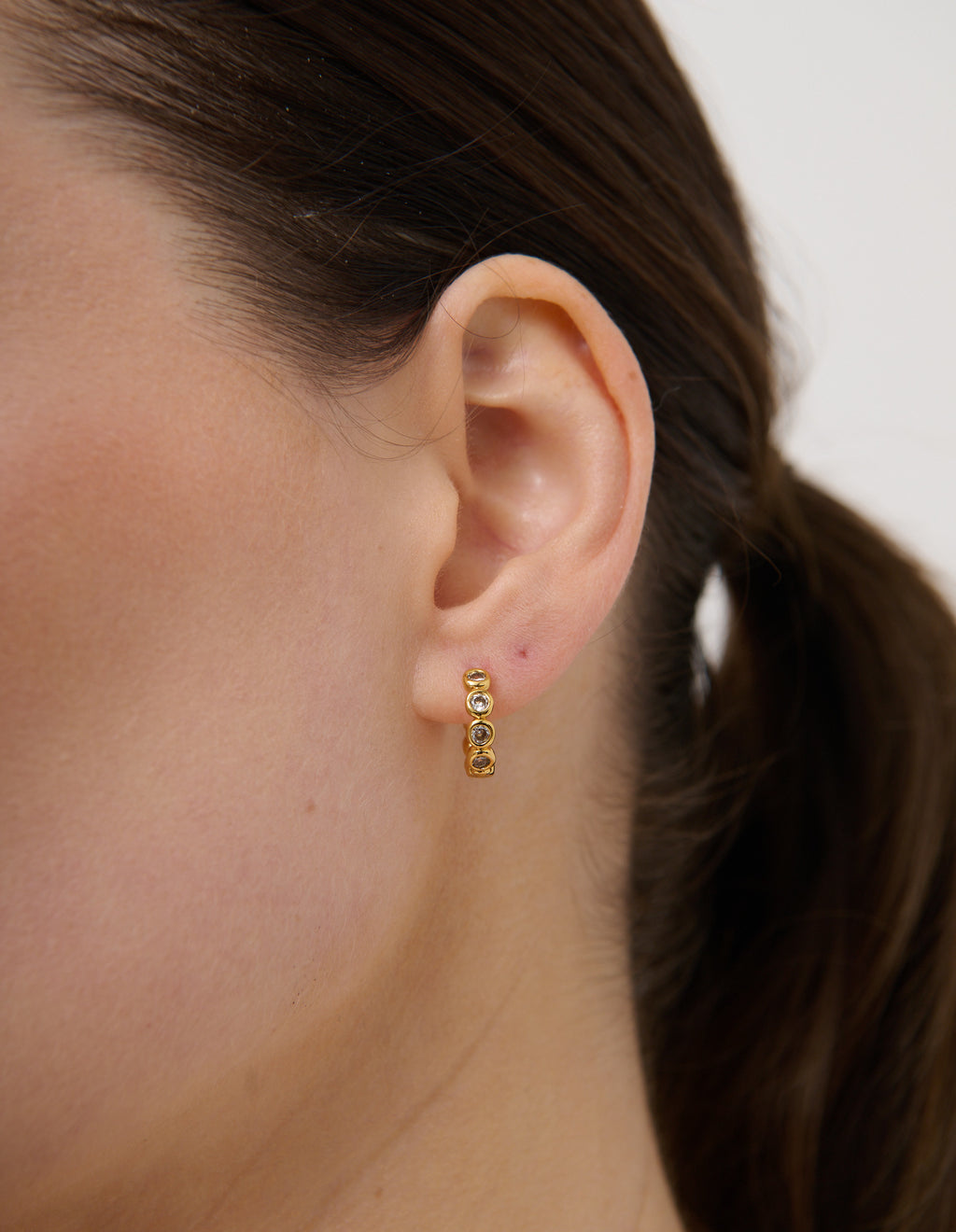 Solis 18K Gold Plated Bezel Huggie Earrings
