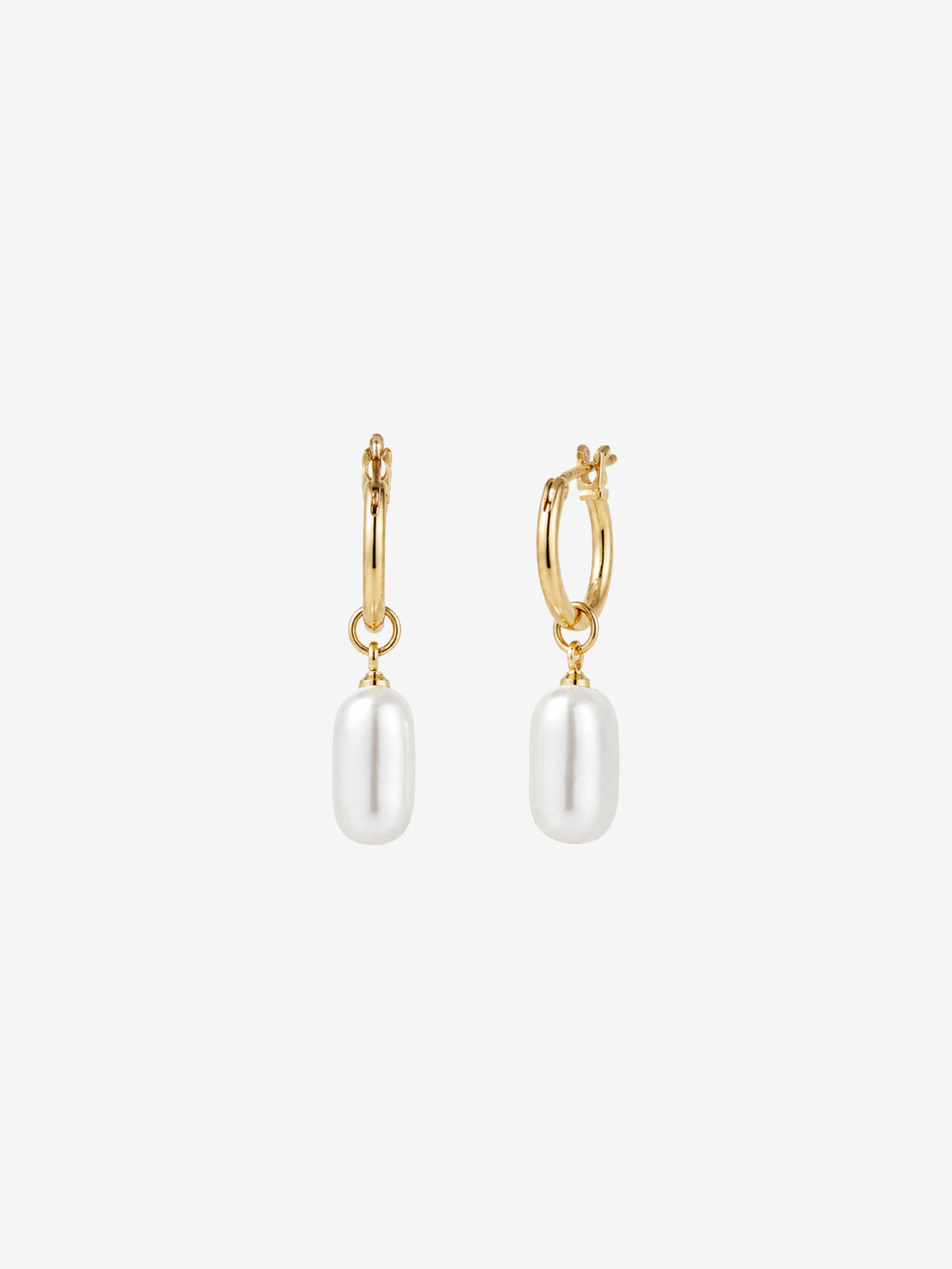 Square Pearl Hoop Earrings - 18k Gold Plated