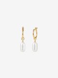 Square Pearl Hoop Earrings - 18k Gold Plated