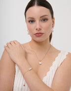 Square Pearl Pendant Necklace - 18k Gold Plated