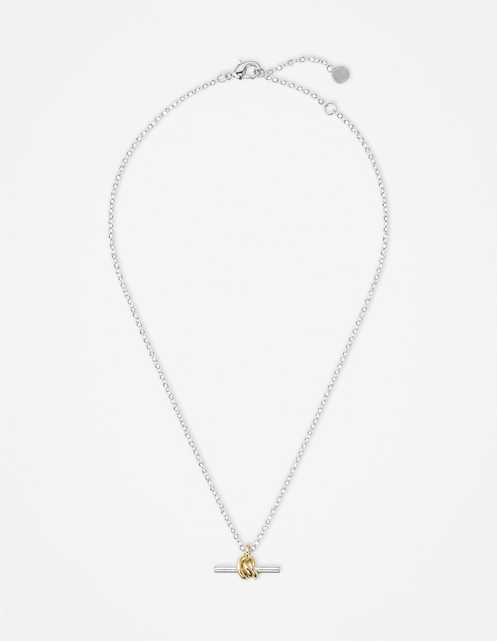 Dual Tone T-Bar Necklace
