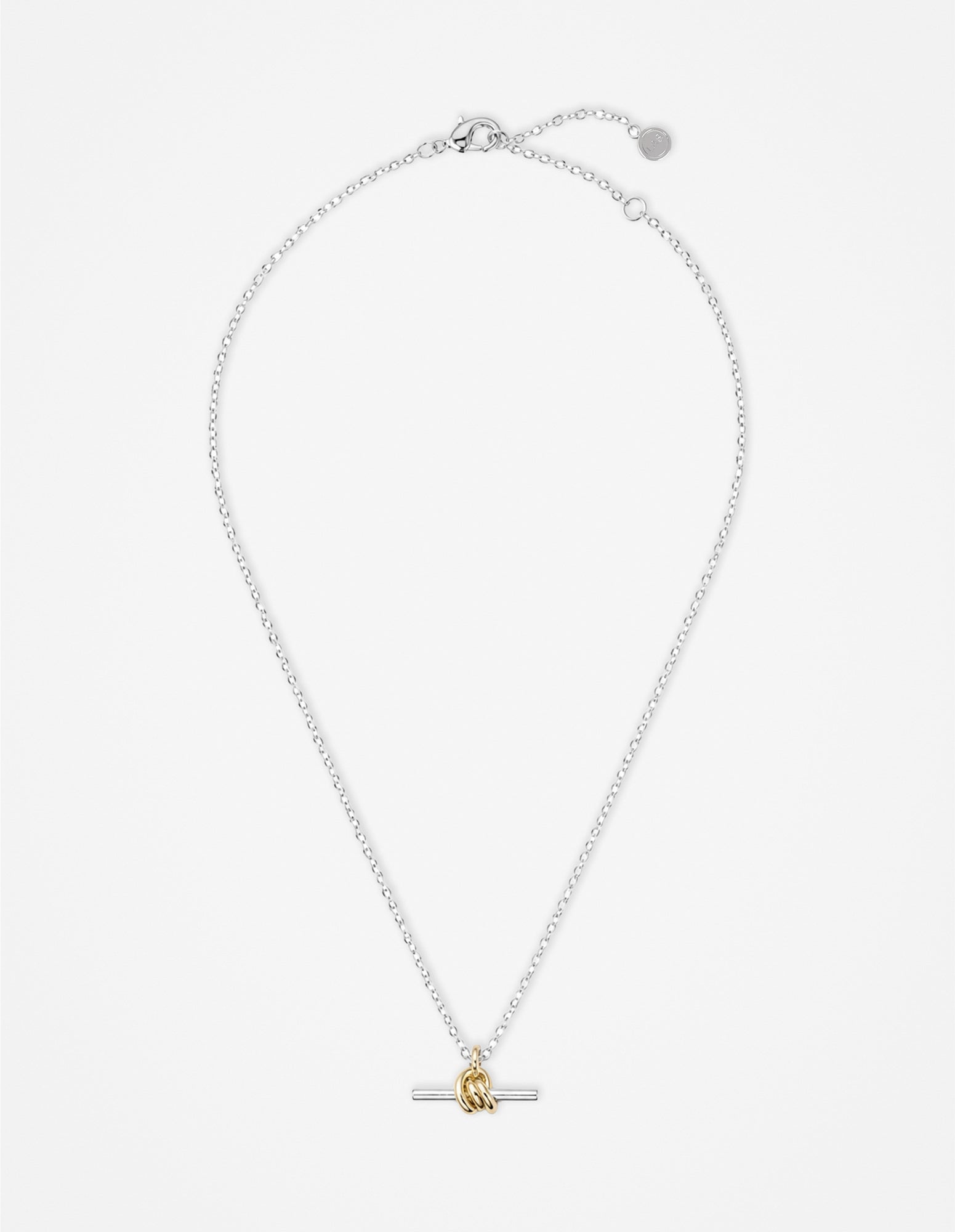 Dual Tone T-Bar Necklace