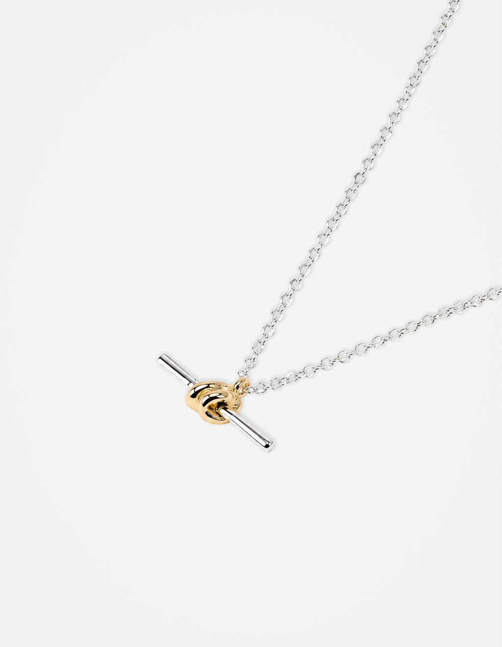 Dual Tone T-Bar Necklace