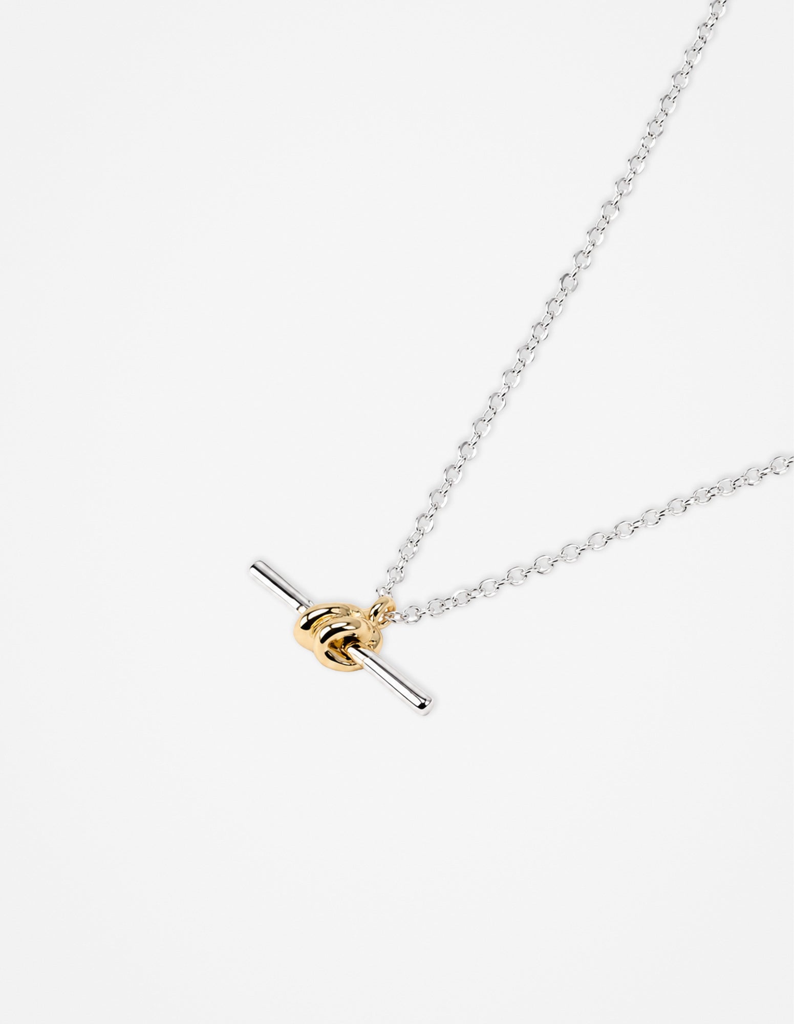 Dual Tone T-Bar Necklace