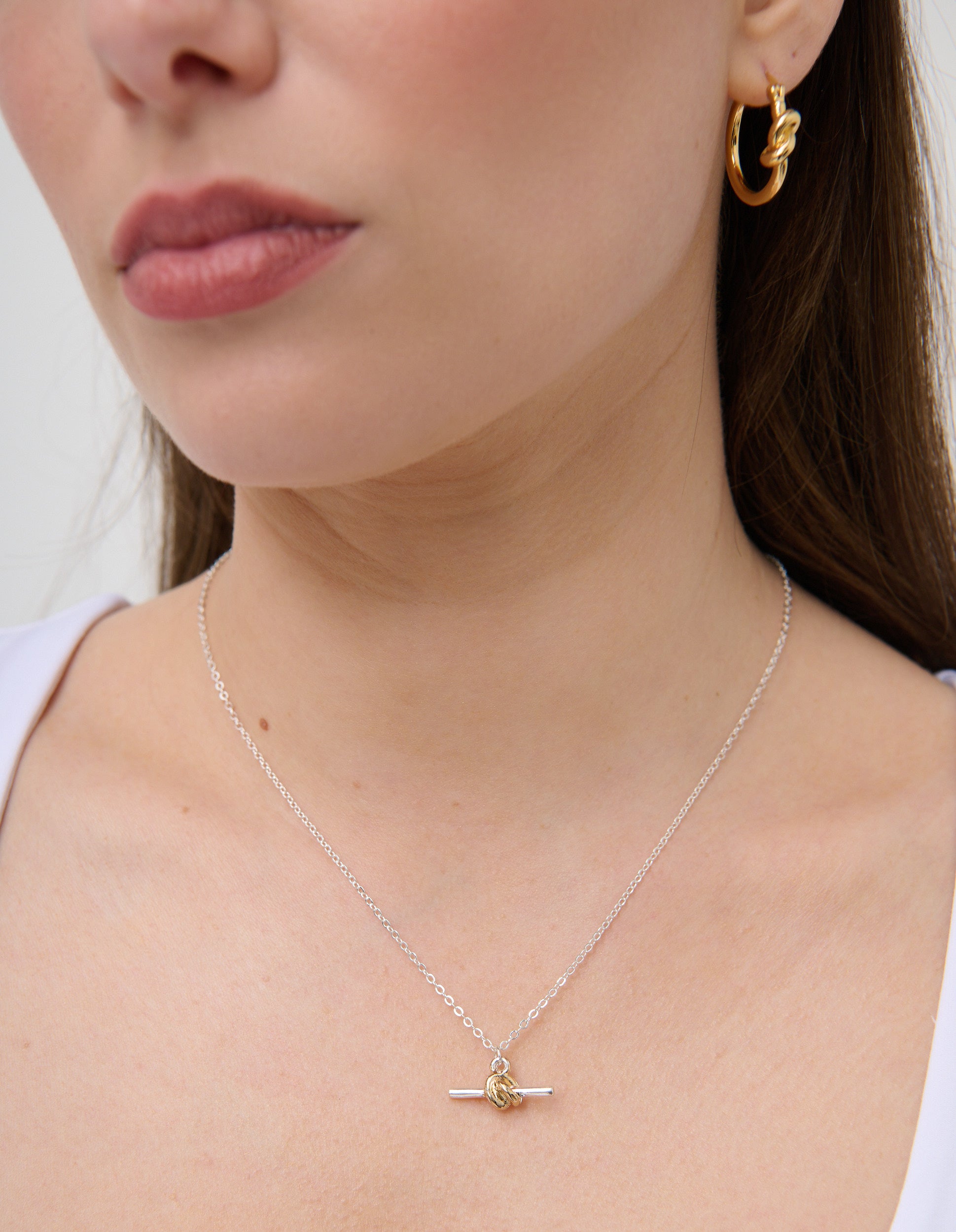 Dual Tone T-Bar Necklace