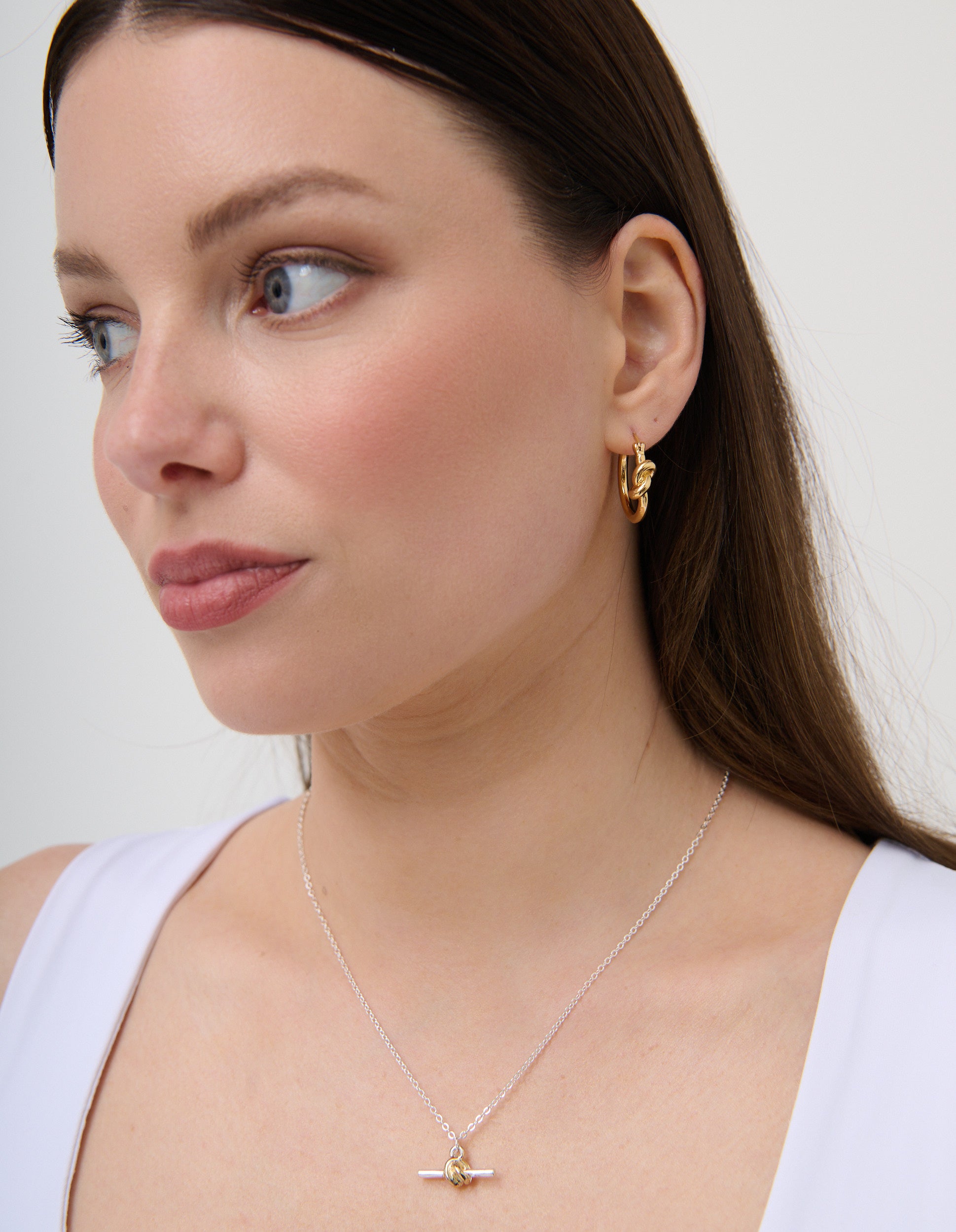 Dual Tone T-Bar Necklace