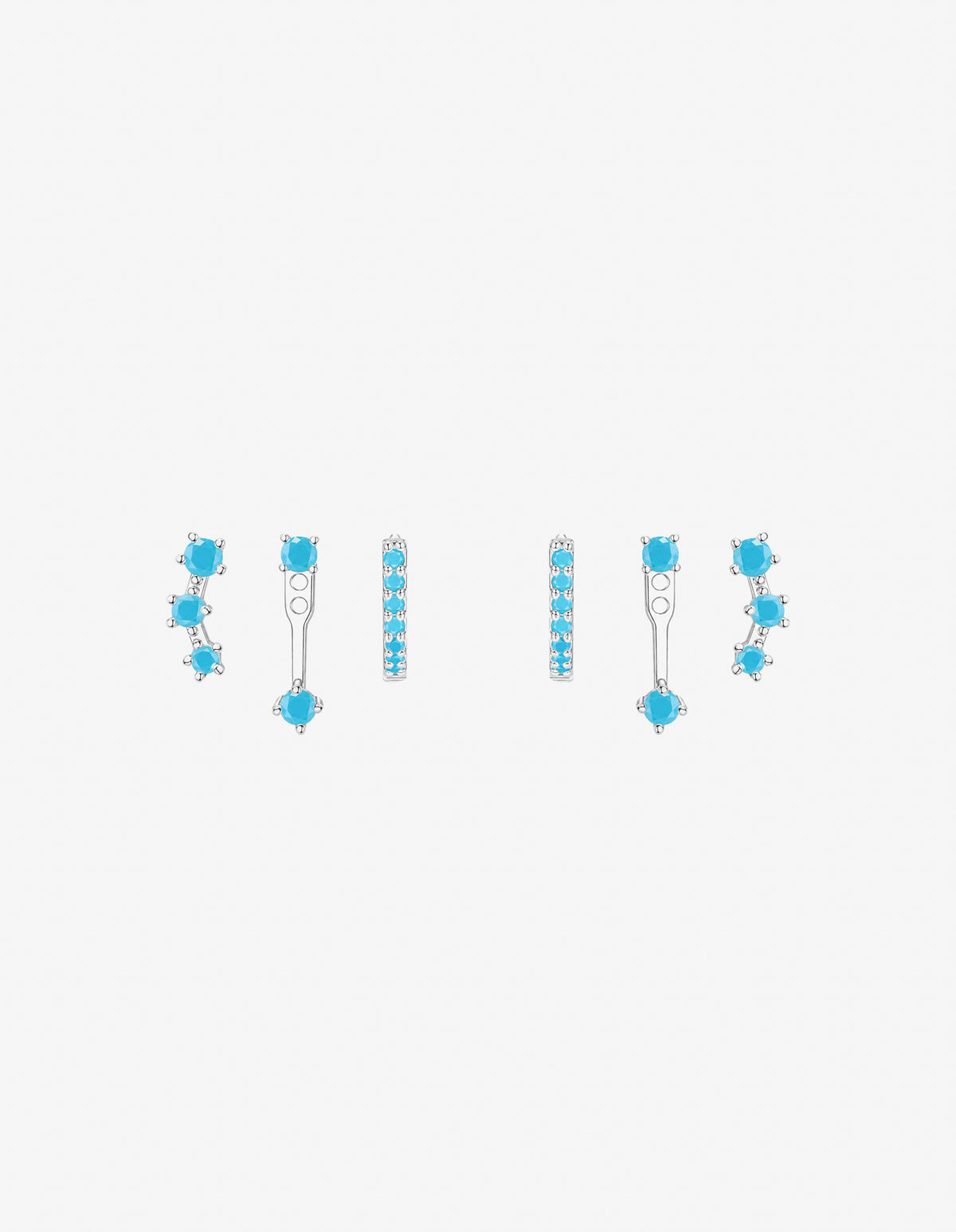 Cerulean Silver Plated Stacker Earring Set