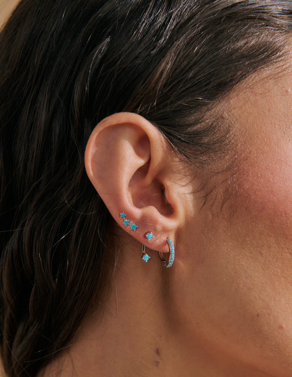 Cerulean Silver Plated Stacker Earring Set