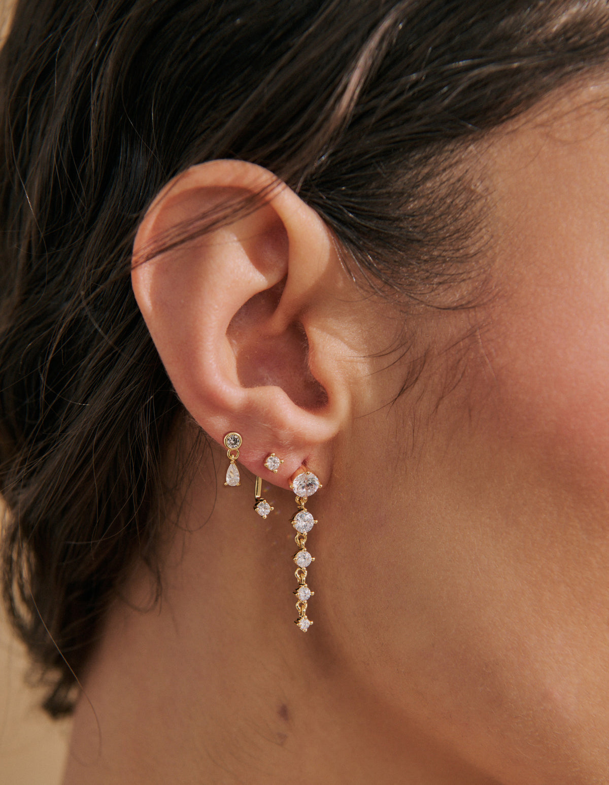 Comet 18K Gold Plated Stacker Earring Set