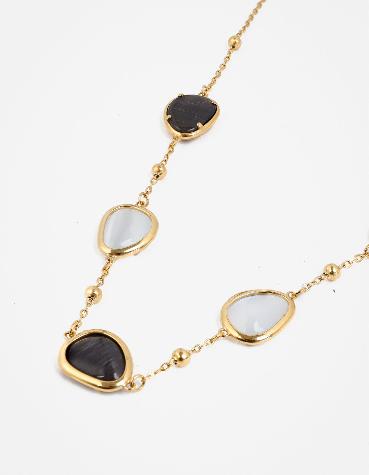 Via Resin Charm Station Necklace - B/W