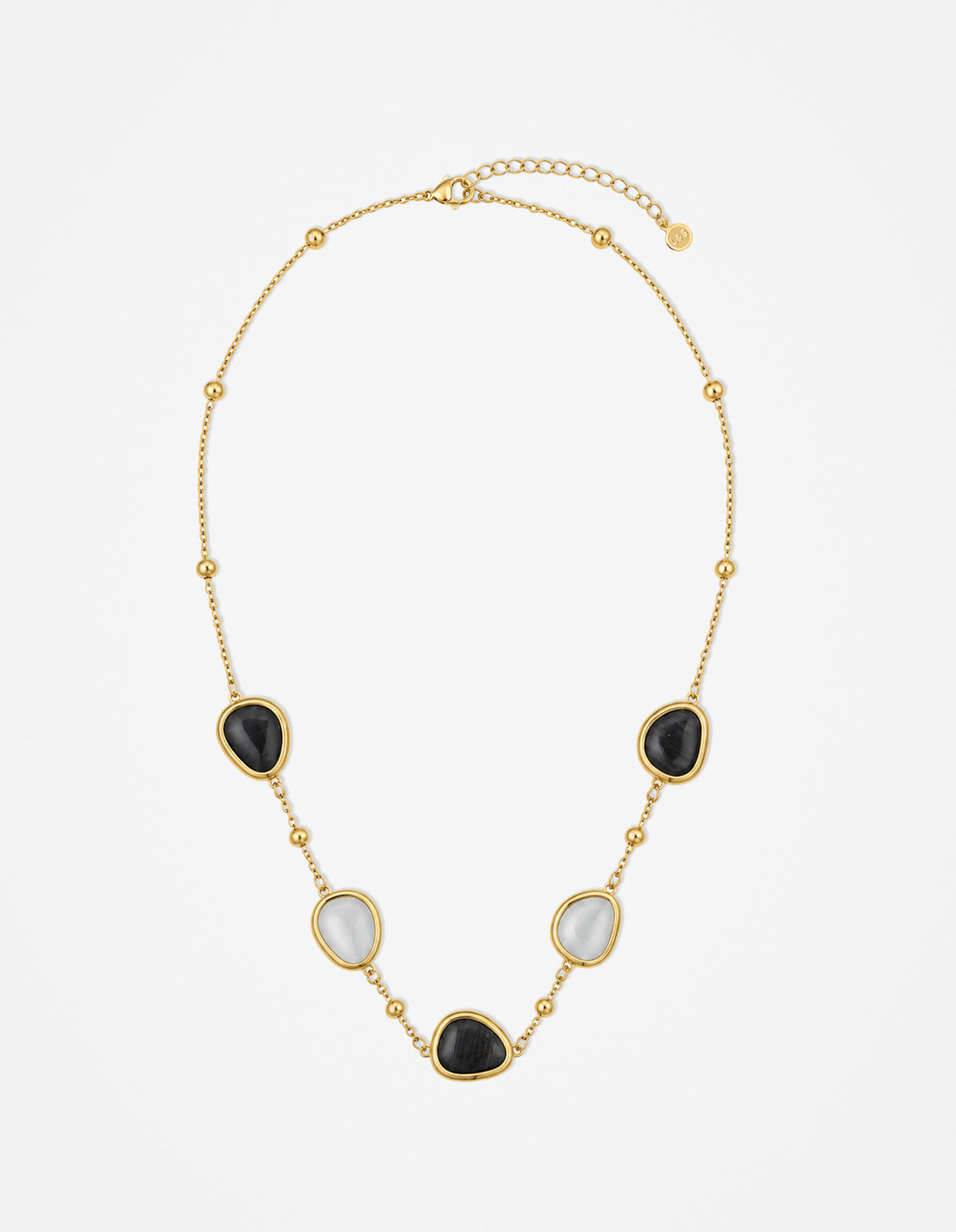 Via Resin Charm Station Necklace - B/W
