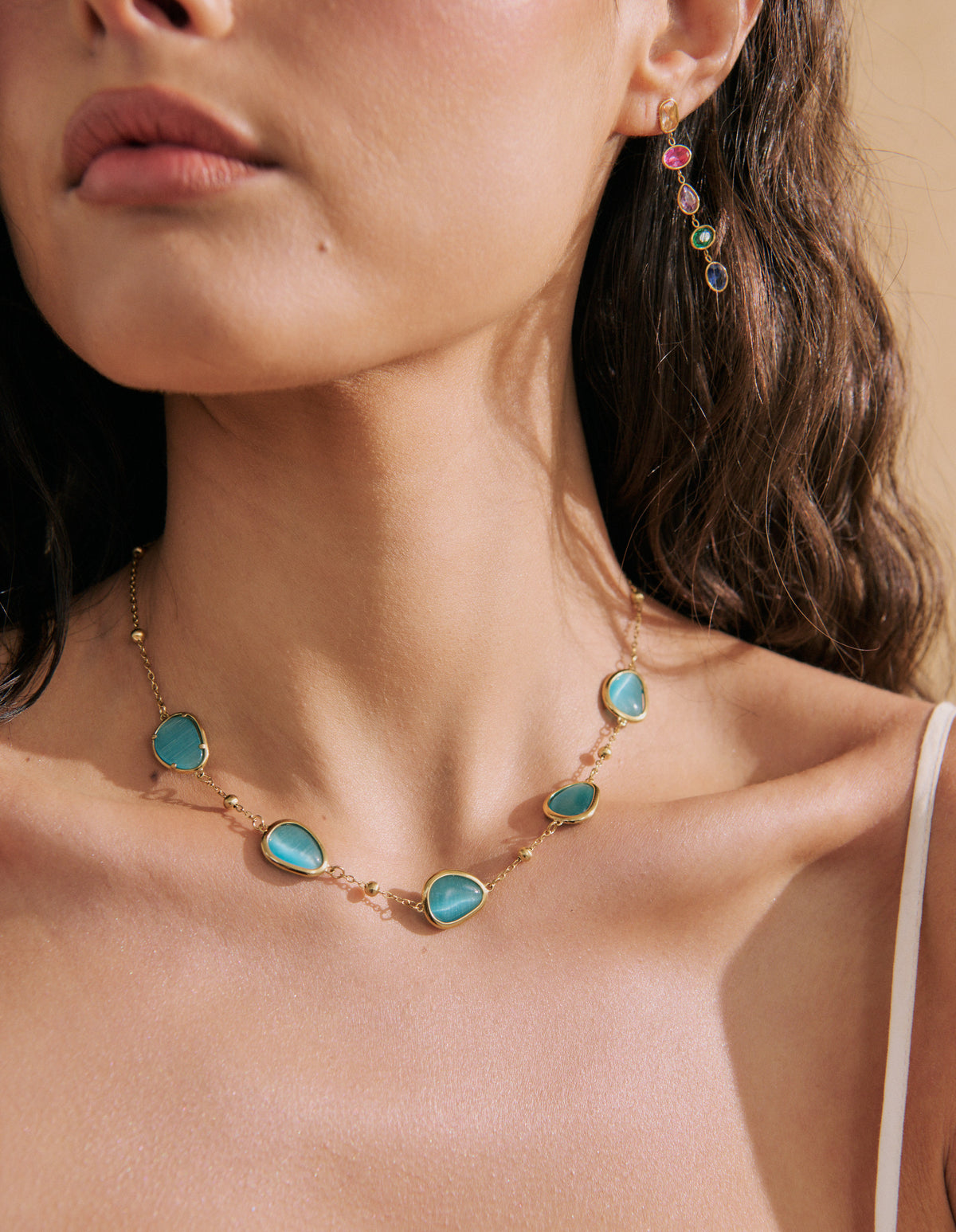 Via Resin Charm Station Necklace - Blue