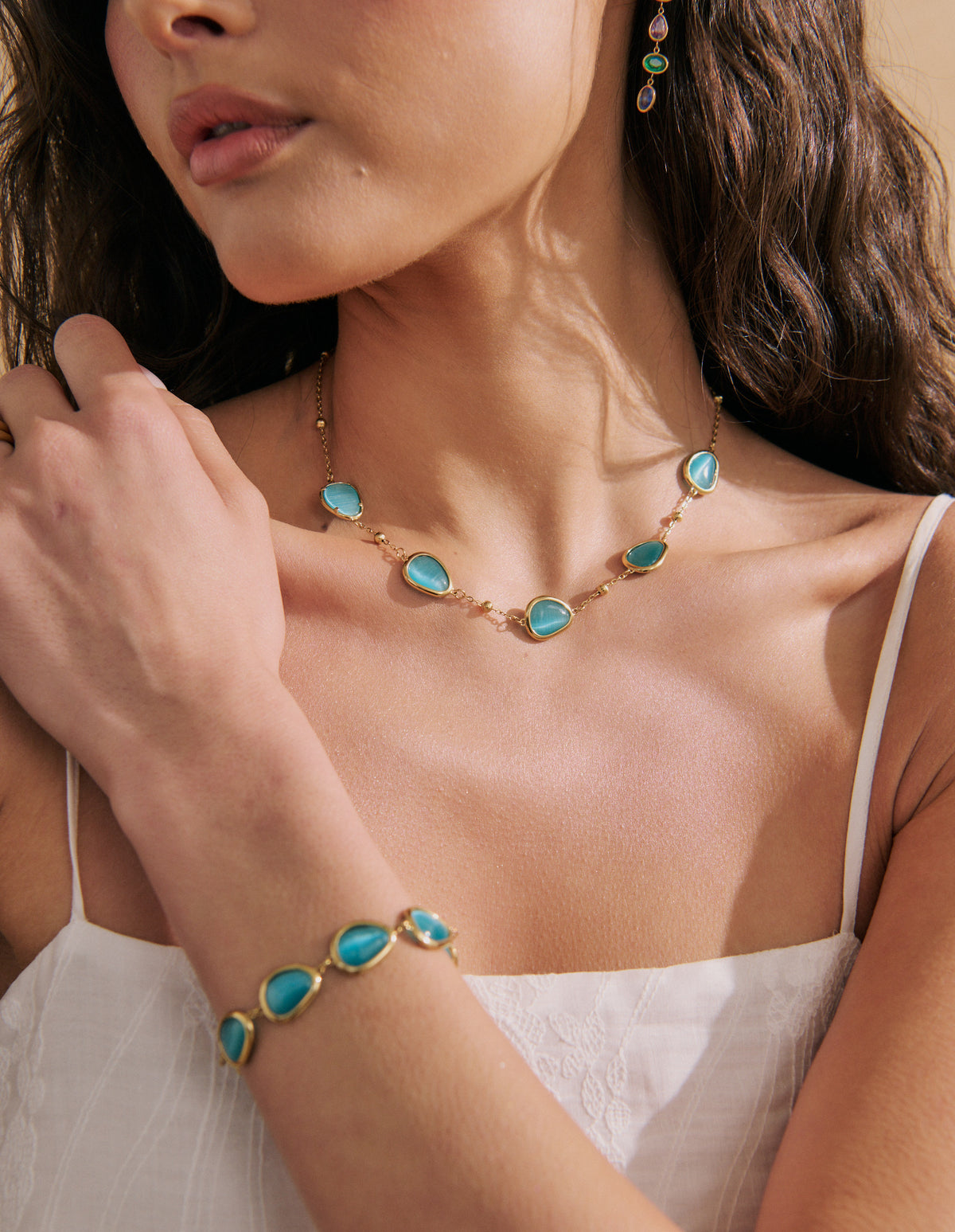 Via Resin Charm Station Necklace - Blue