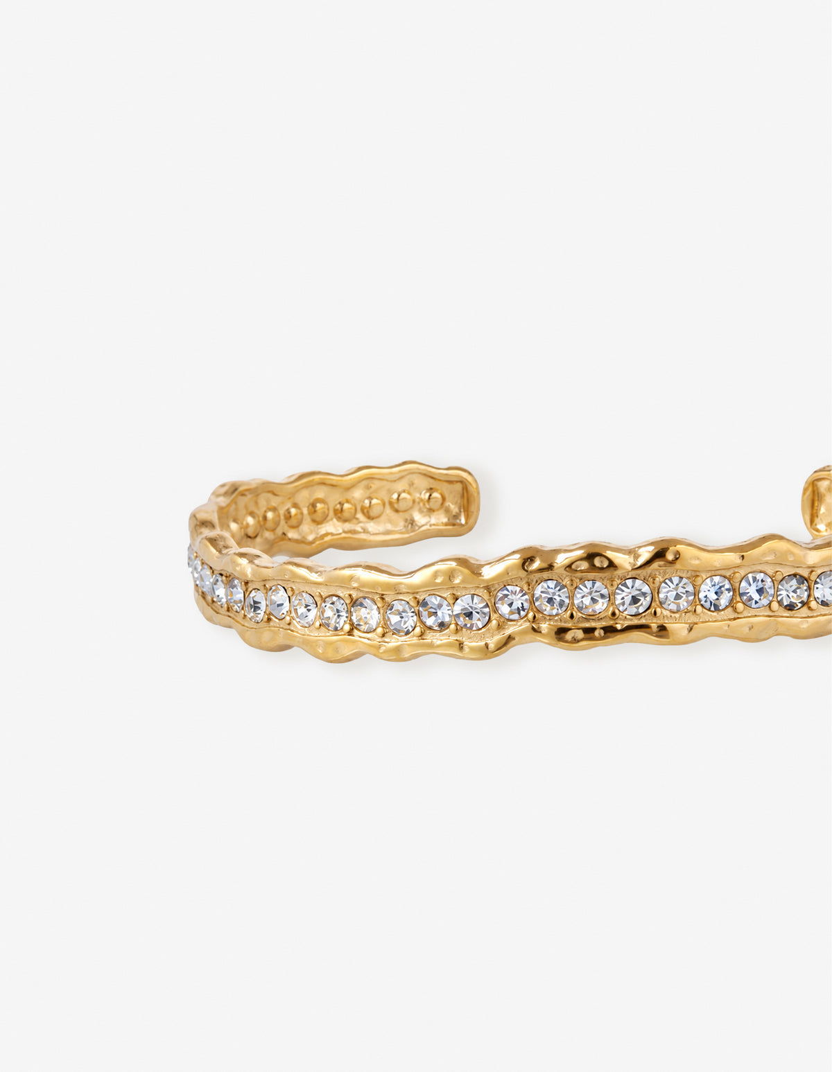 Lusine Hammered Diamante Cuff Bracelet - Gold