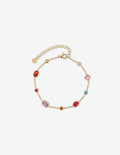 Rosy Glass Crystal Bezel Station Bracelet