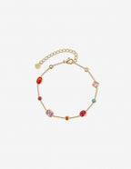 Rosy Glass Crystal Bezel Station Bracelet