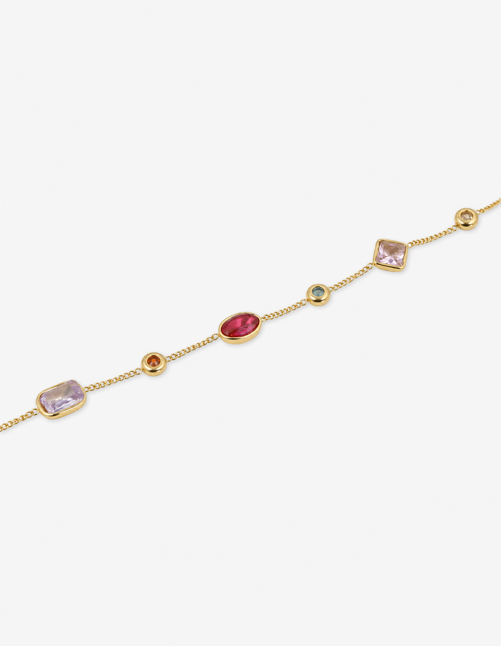 Rosy Glass Crystal Bezel Station Bracelet