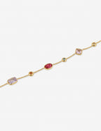Rosy Glass Crystal Bezel Station Bracelet
