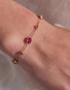 Rosy Glass Crystal Bezel Station Bracelet