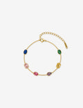 Rainbow Glass Crystal Bezel Station Bracelet