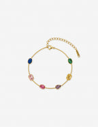 Rainbow Glass Crystal Bezel Station Bracelet