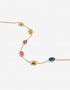 Rainbow Glass Crystal Bezel Station Bracelet