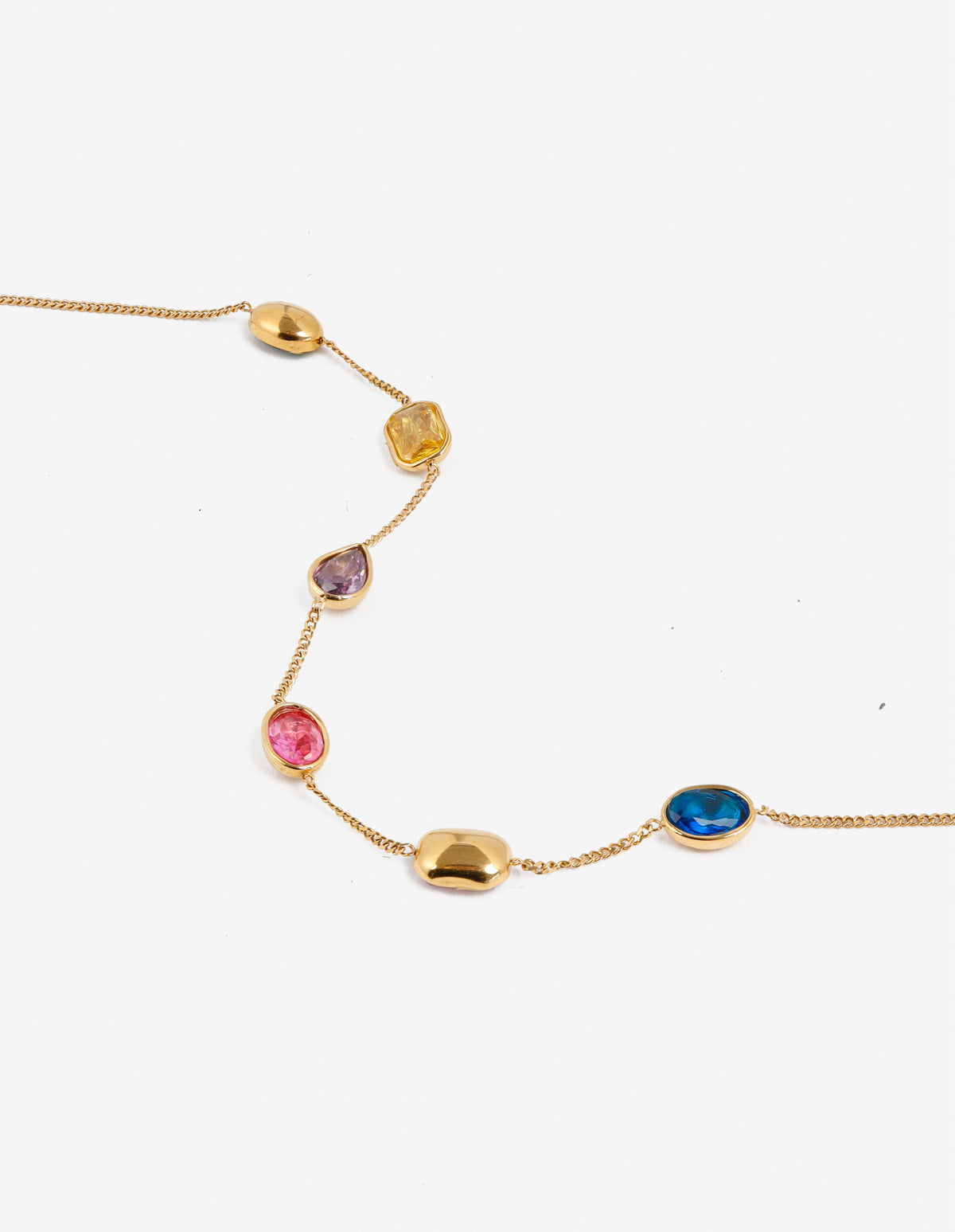 Rainbow Glass Crystal Bezel Station Bracelet