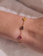 Rainbow Glass Crystal Bezel Station Bracelet