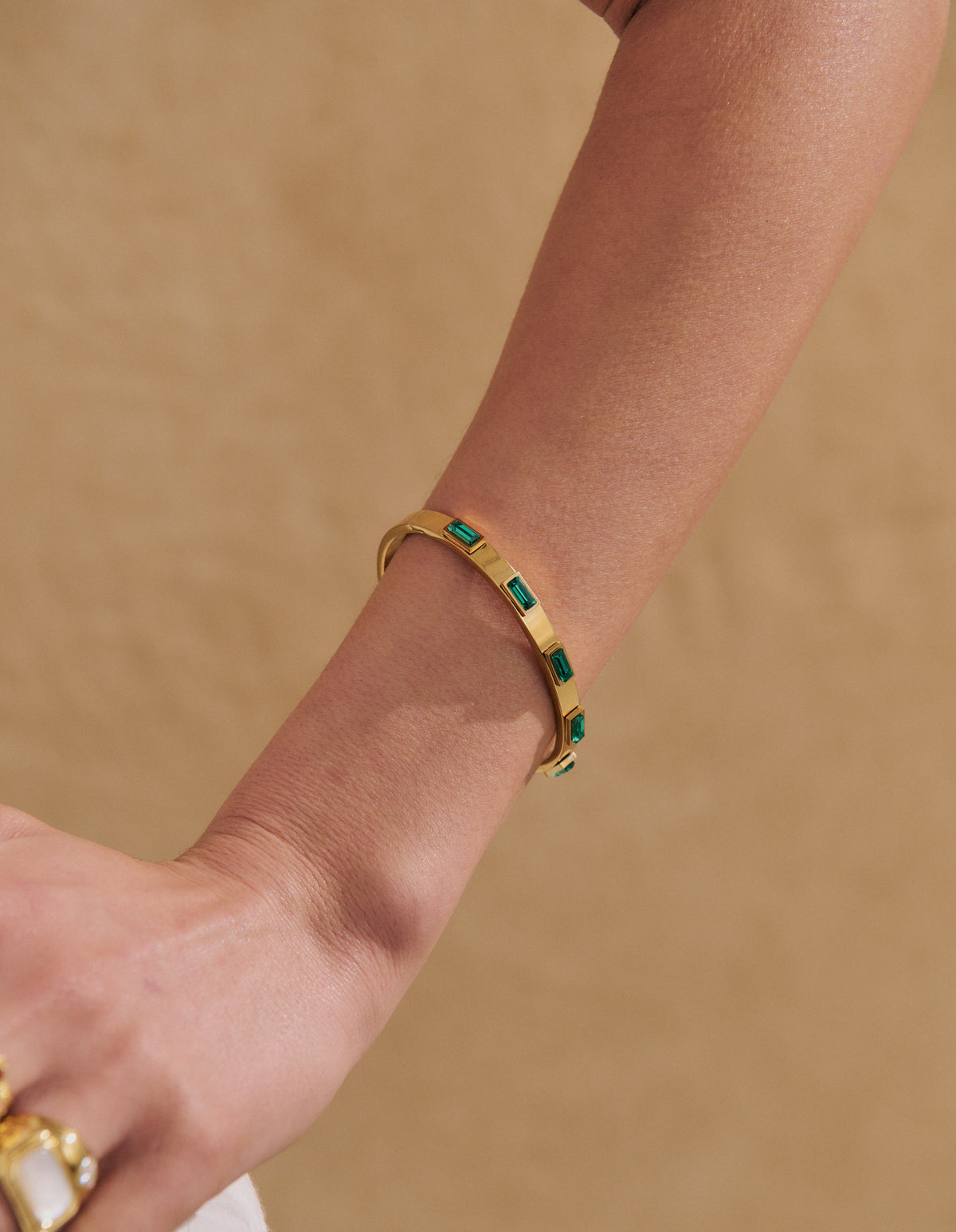 Viridian Crystal 18K Gold Plated Bangle