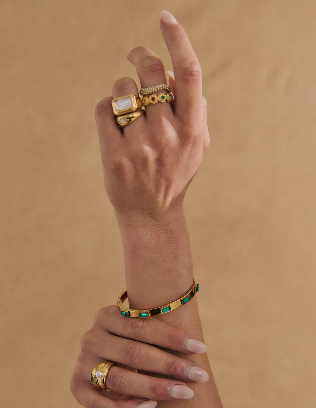 Viridian Crystal 18K Gold Plated Bangle