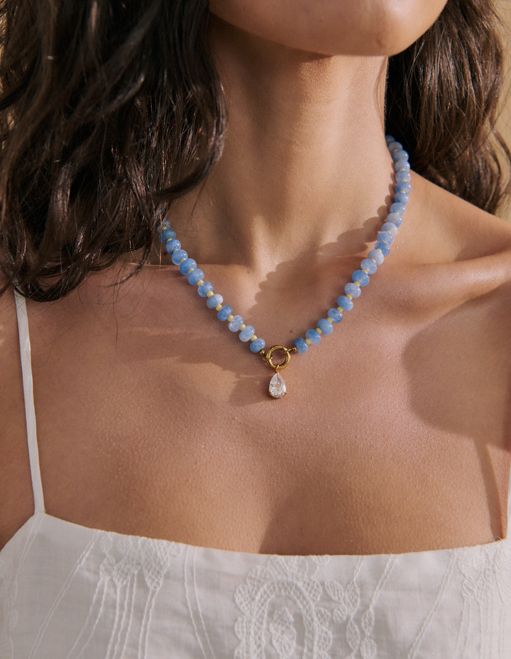 Neela Beaded Crystal Teardrop Pendant