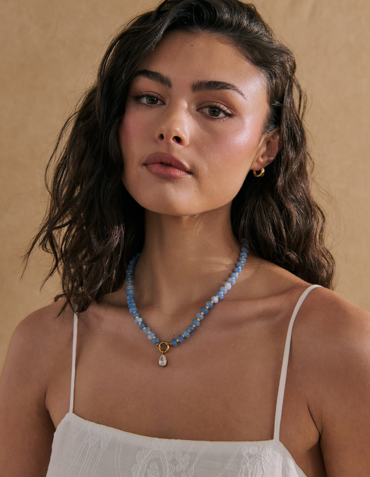 Neela Beaded Crystal Teardrop Pendant