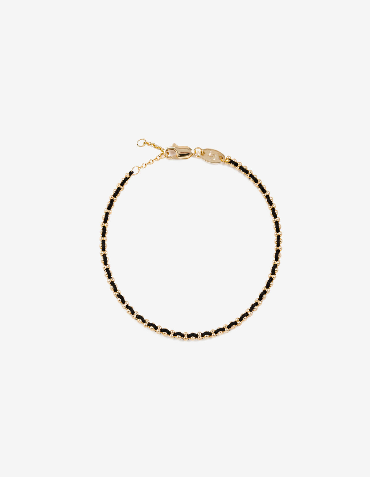 Thread 18K Gold Plated Beaded Bracelet - Black
