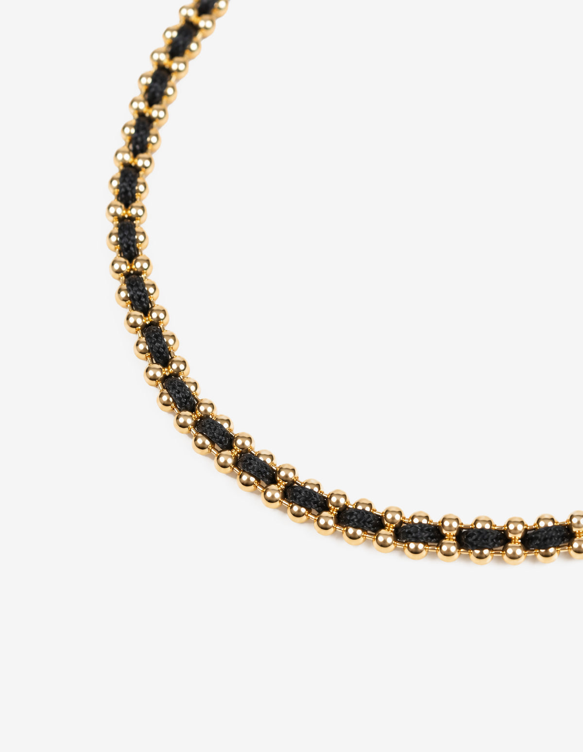 Thread 18K Gold Plated Beaded Bracelet - Black