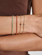 Thread 18K Gold Plated Beaded Bracelet - Aqua