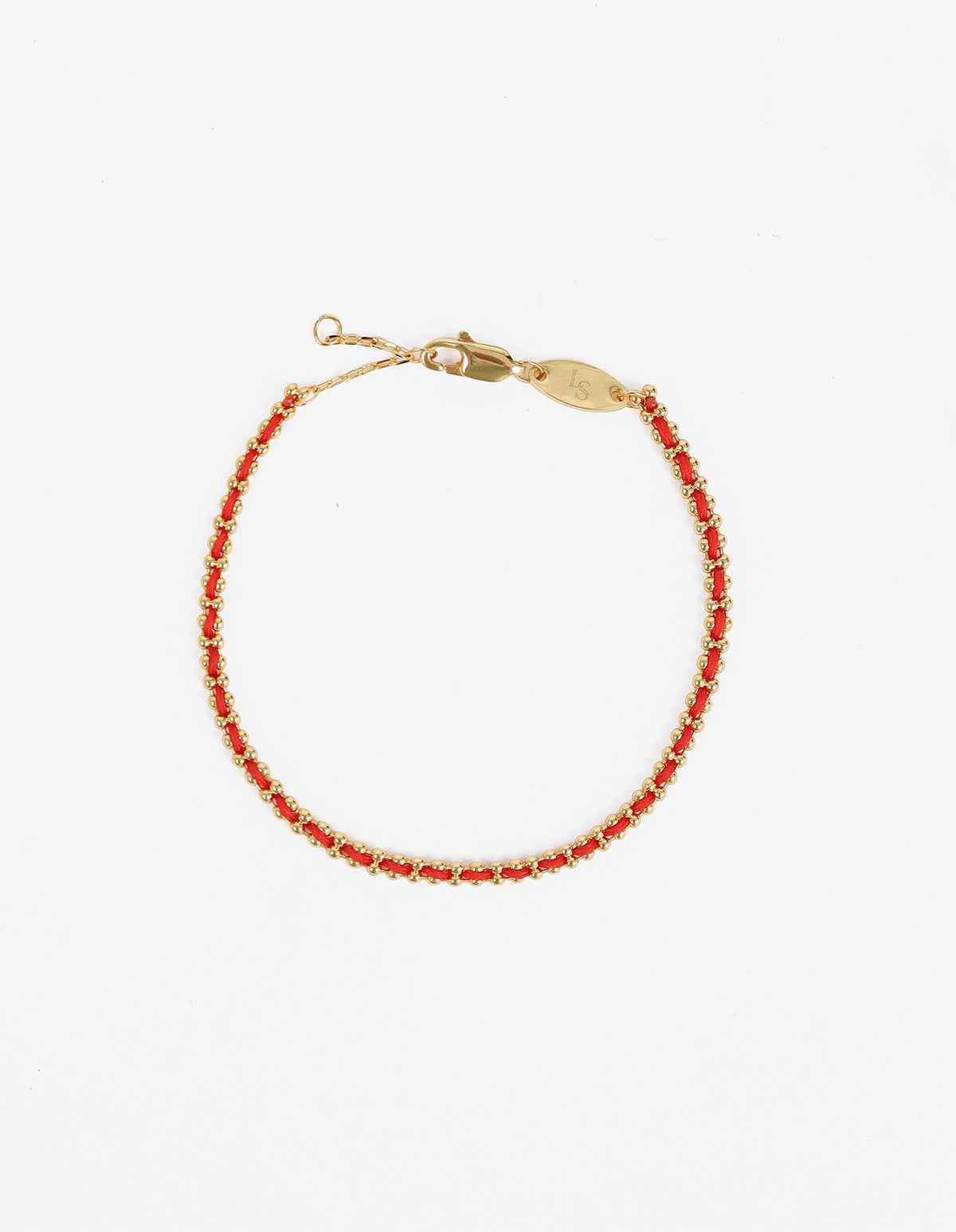 Thread 18K Gold Plated Beaded Bracelet - Red