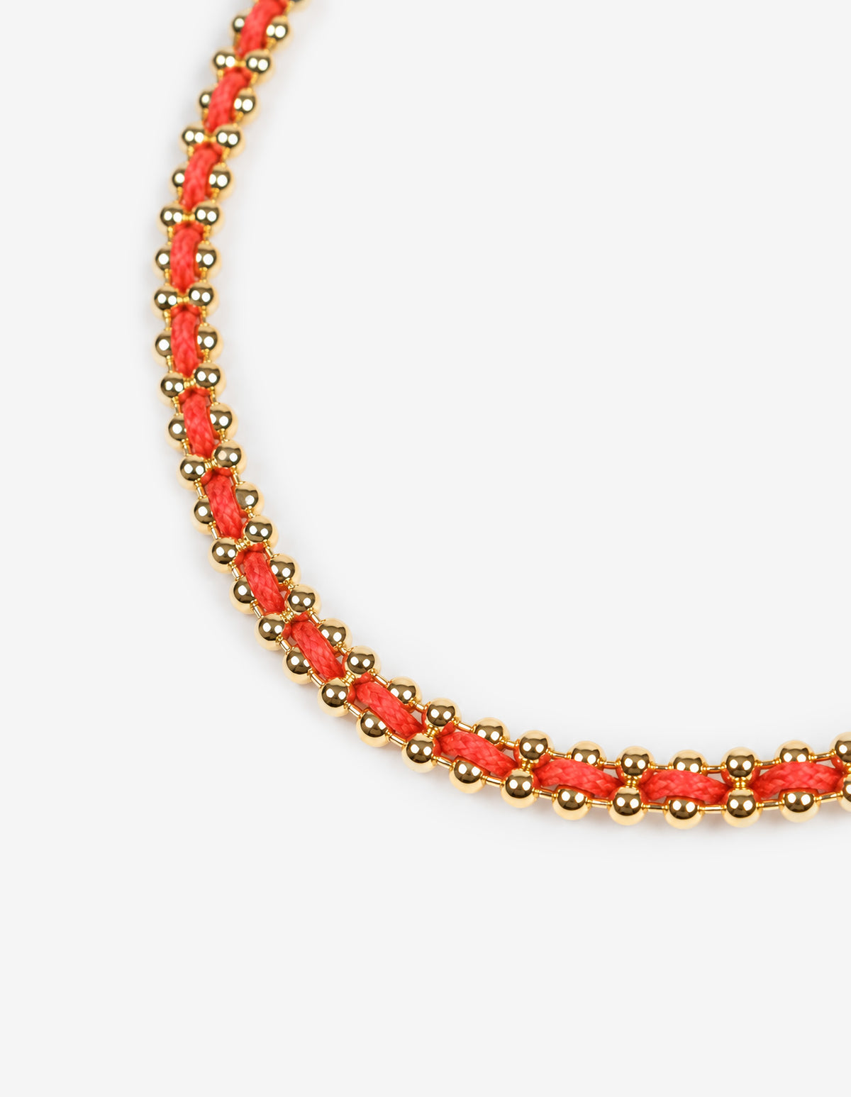 Thread 18K Gold Plated Beaded Bracelet - Red