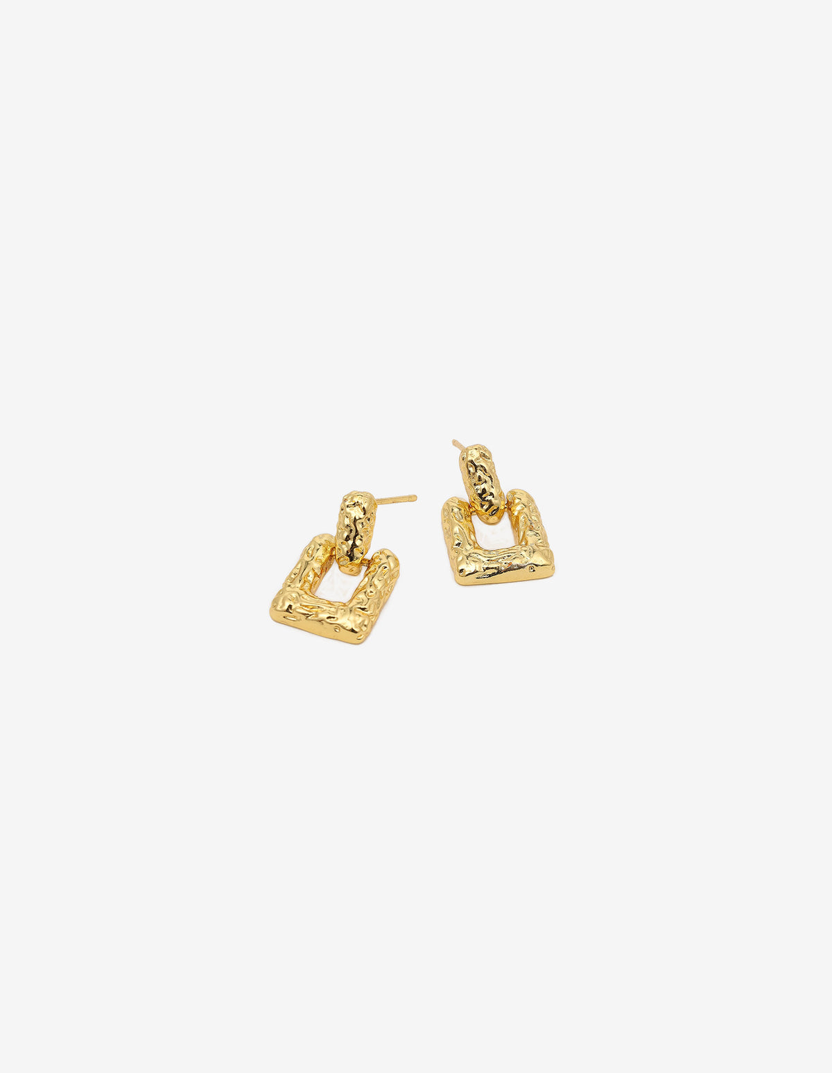 Molten 18K Gold Plated Square Drop Earrings