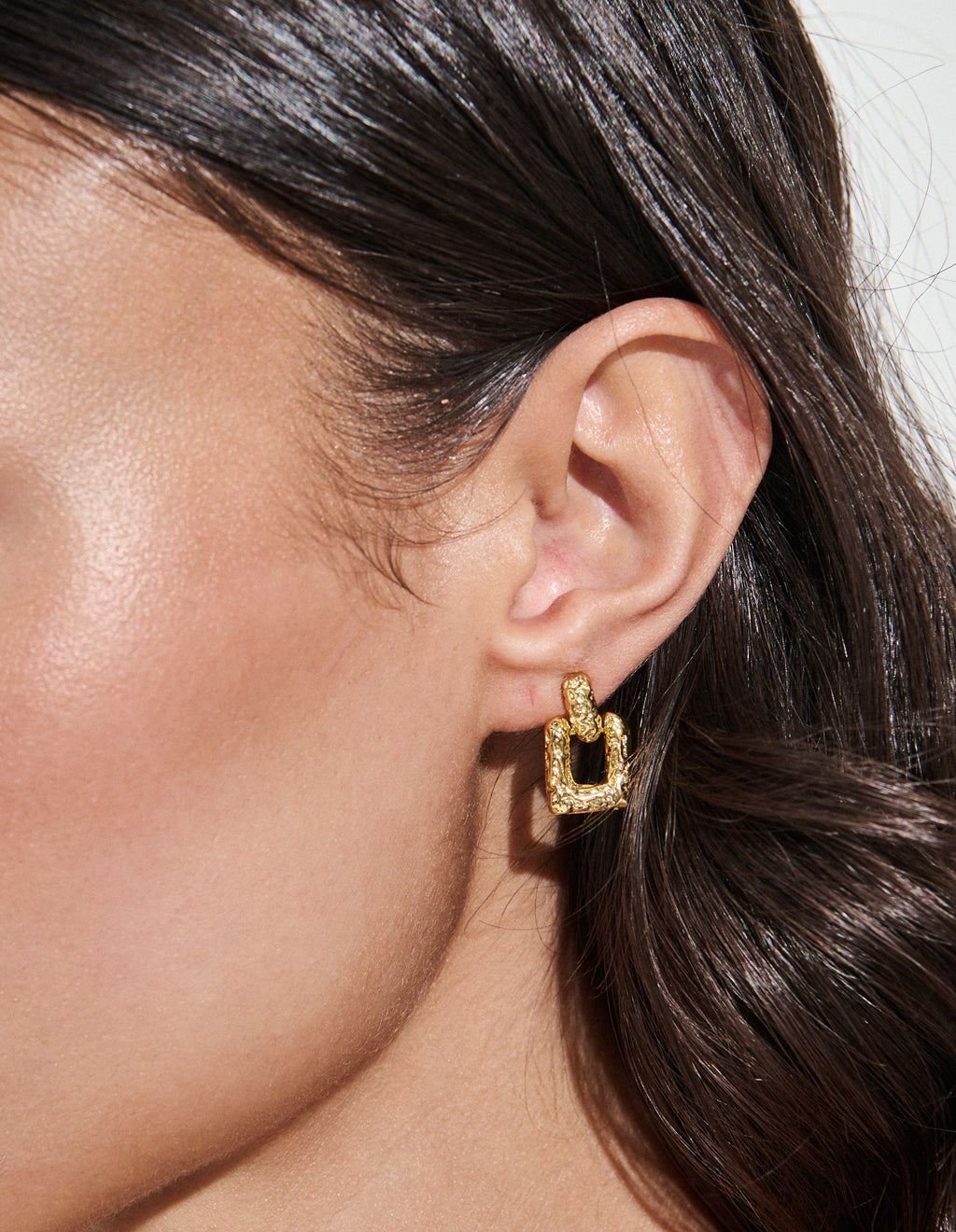 Molten 18K Gold Plated Square Drop Earrings