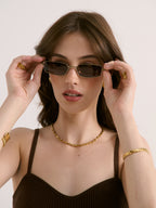 Gwenyth Polarised Metal Frame Sunglasses - Brown