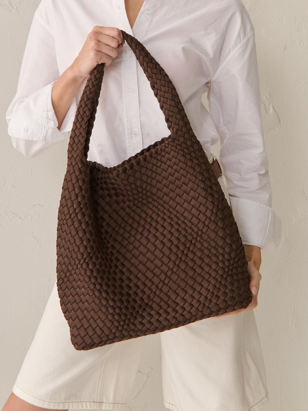 Layla Woven Shoulder Bag - Brown