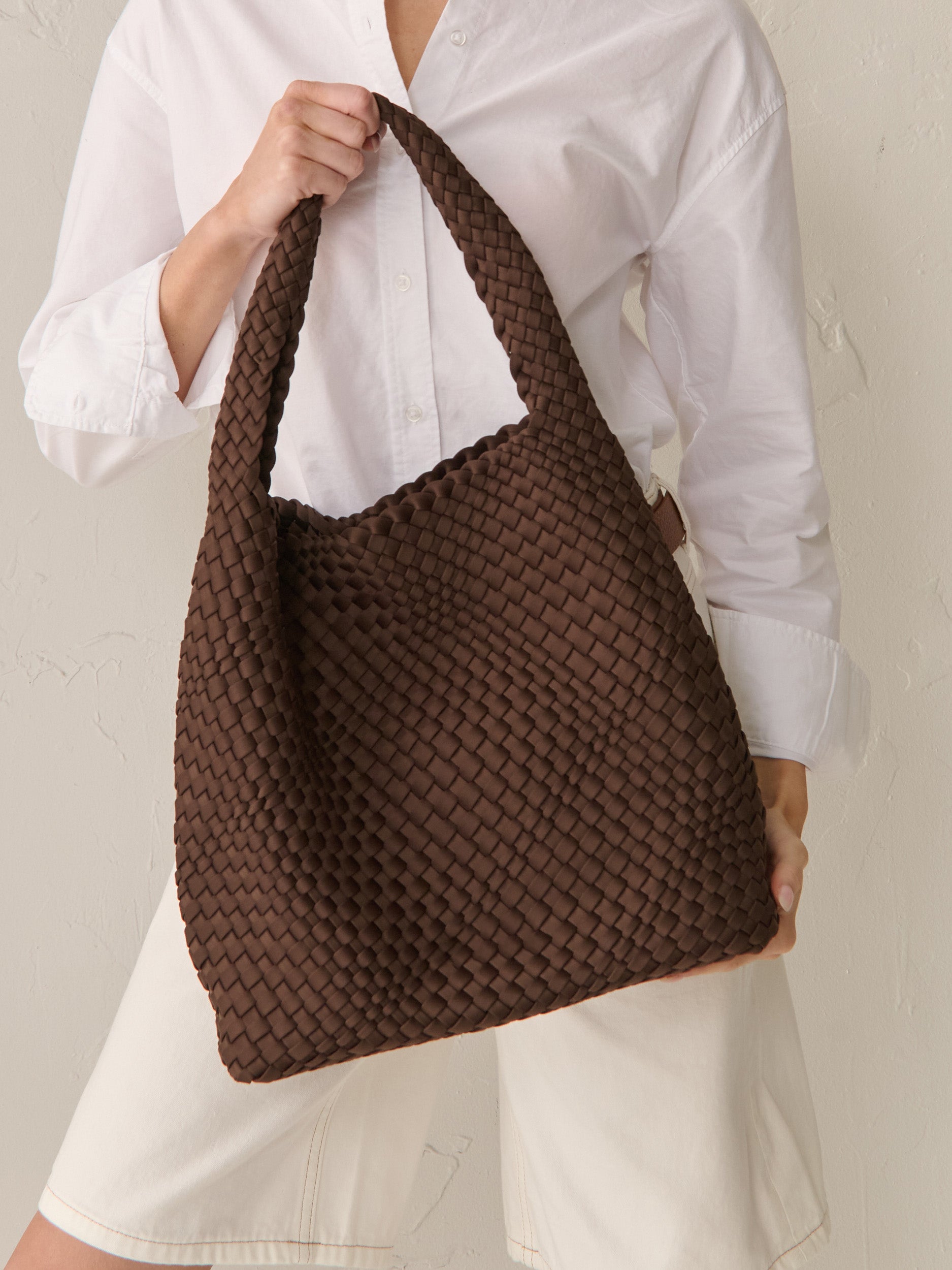Layla Woven Shoulder Bag - Brown