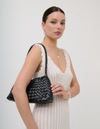 Roselle Woven Shoulder Bag - Black