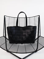 Nelly Woven Tote Bag - Black