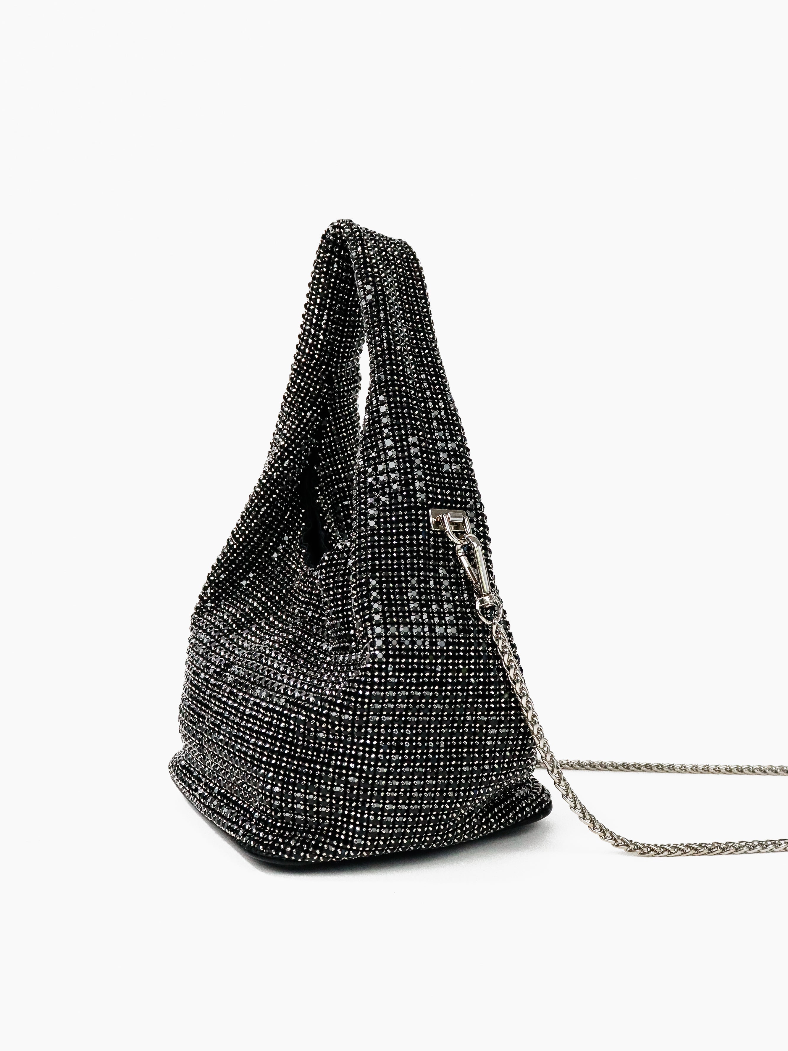 Paris Rhinestone Handbag In Black