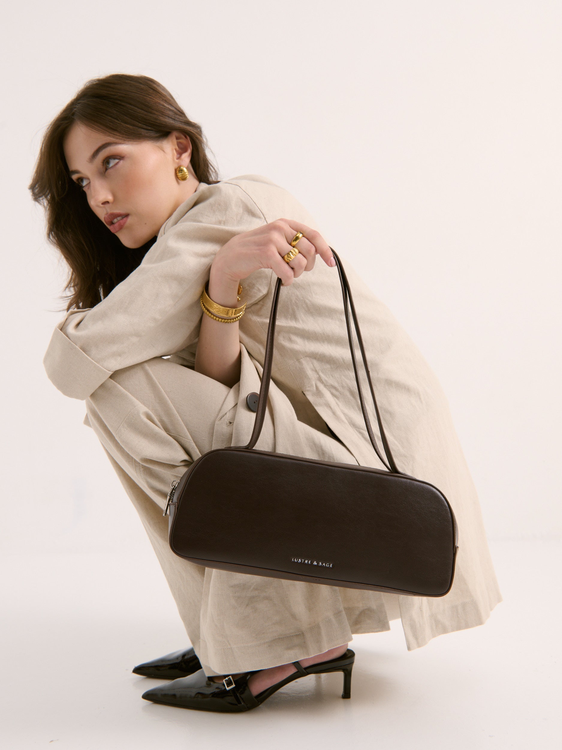 Addie Baguette Bag - Brown