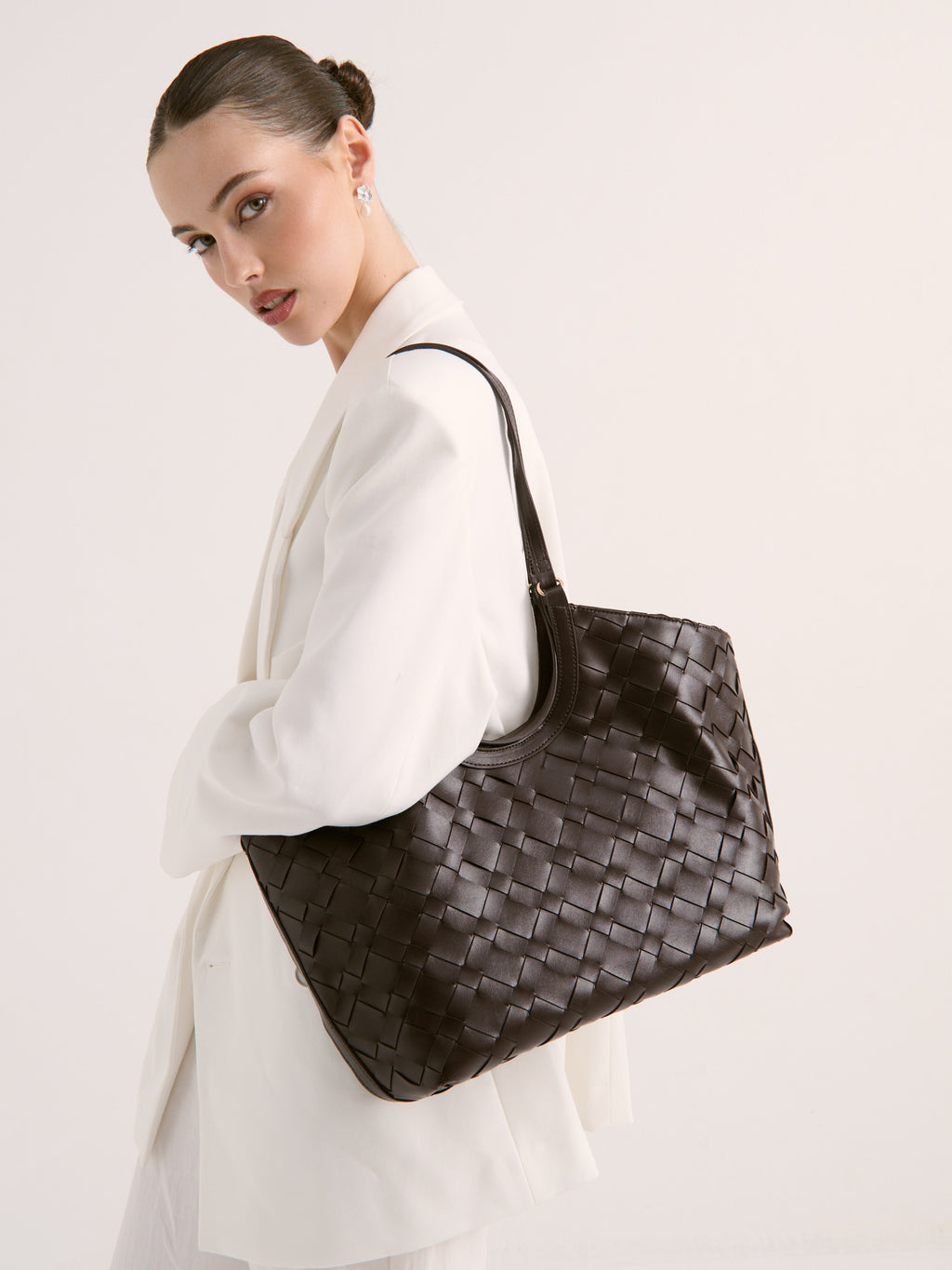 Everyday Woven Tote Bag - Brown