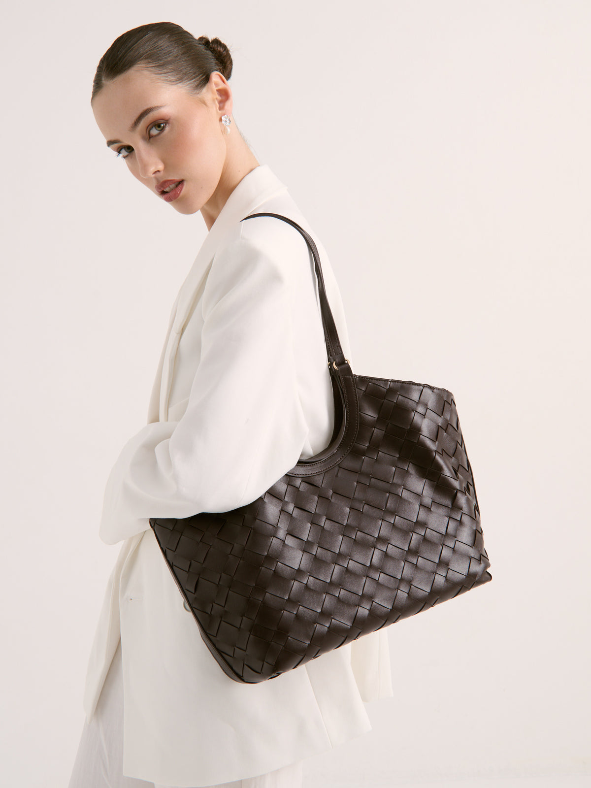 Everyday Woven Tote Bag - Brown